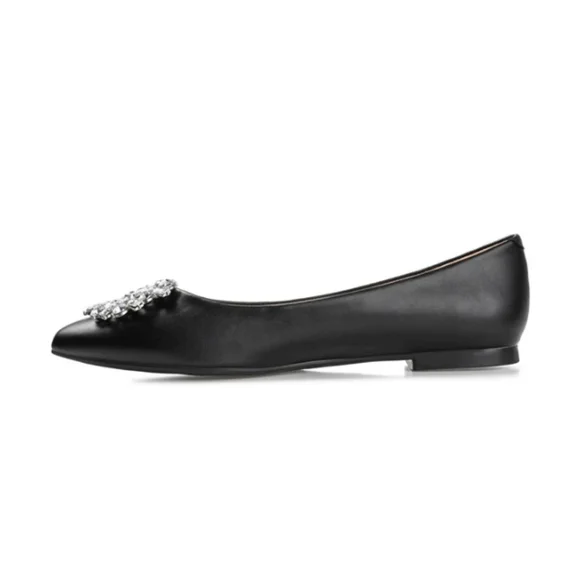 Journey Collection Chic Renzo Black Flats With Crystal Embellishment Size 8.5W - Picture 4 of 11